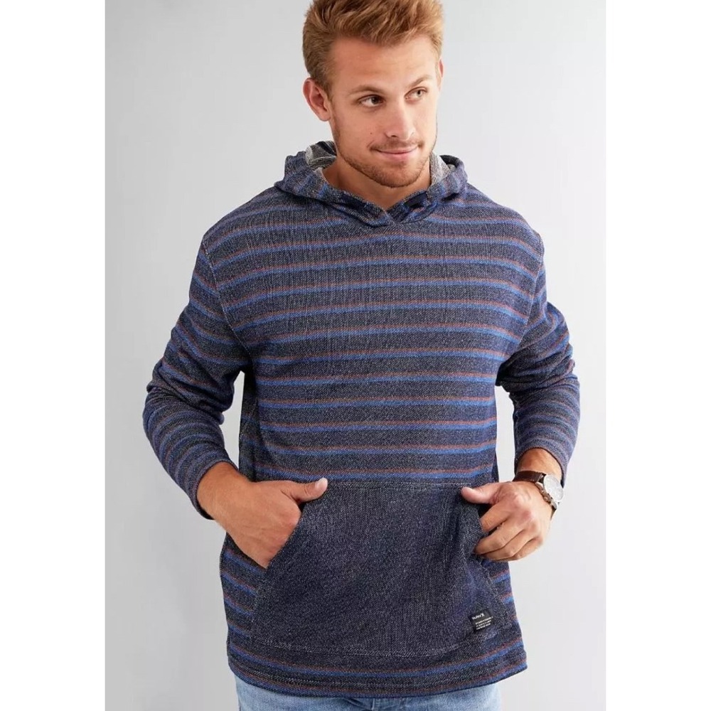 Hurley Modern Surf‎ Poncho Striped Hoodie Obsidian Mens Size Small NWT